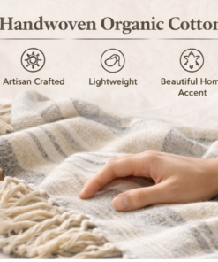handwoven organic cotton throw blanket – artisan crafted decorative sofa throw