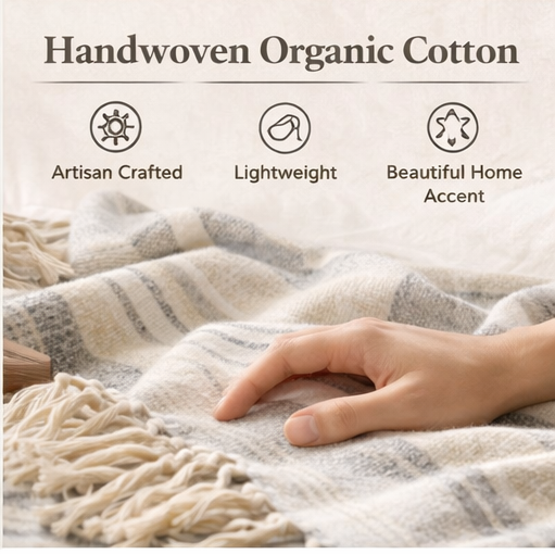 handwoven organic cotton throw blanket – artisan crafted decorative sofa throw handwoven organic cotton throw blanket – artisan crafted decorative sofa throw