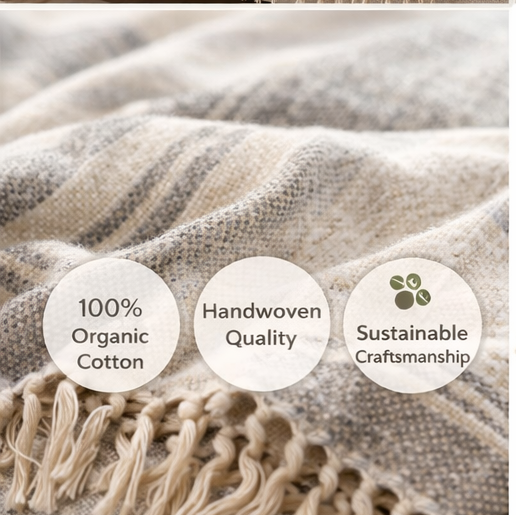 handwoven organic cotton throw blanket – artisan crafted decorative sofa throw handwoven organic cotton throw blanket – artisan crafted decorative sofa throw