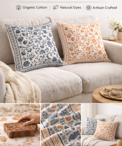 hand block print cushion covers – traditional jaipur artisan cotton pillow covers