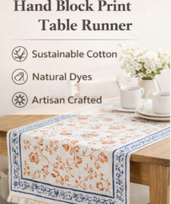hand block print table runner – traditional jaipur cotton dining table decor