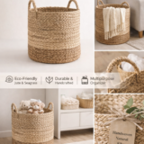 Handwoven Natural Fiber Storage Basket – Eco-Friendly Jute & Seagrass Organizer handwoven natural fiber storage basket – eco friendly jute & seagrass organizer