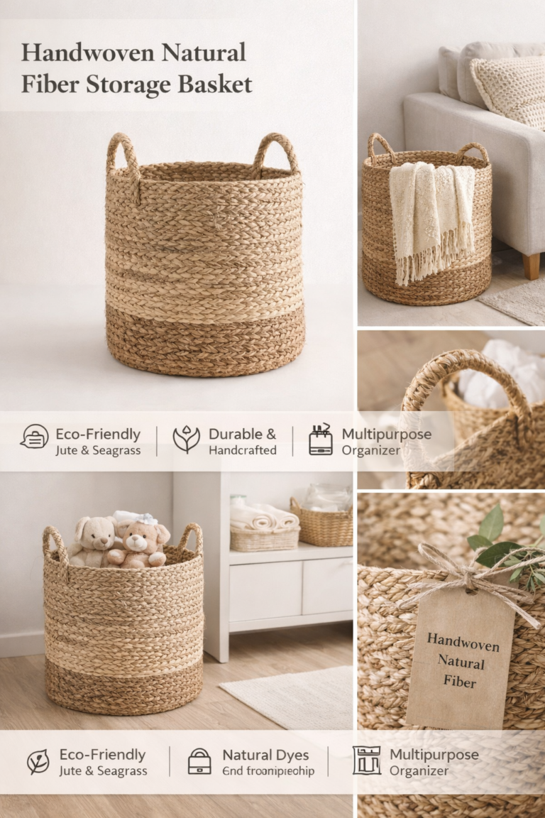 handwoven natural fiber storage basket – eco friendly jute & seagrass organizer handwoven natural fiber storage basket – eco friendly jute & seagrass organizer