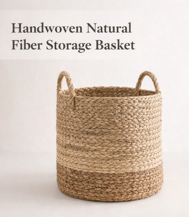 handwoven natural fiber storage basket – eco friendly jute & seagrass organizer handwoven natural fiber storage basket – eco friendly jute & seagrass organizer